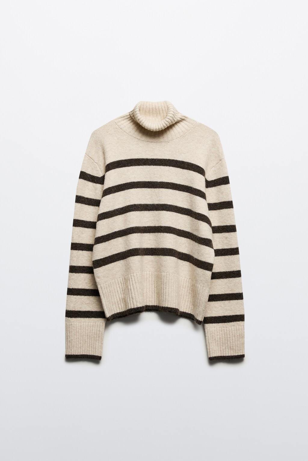 Свитер с горлом укороченный в полоску - цвет бежевый - 9