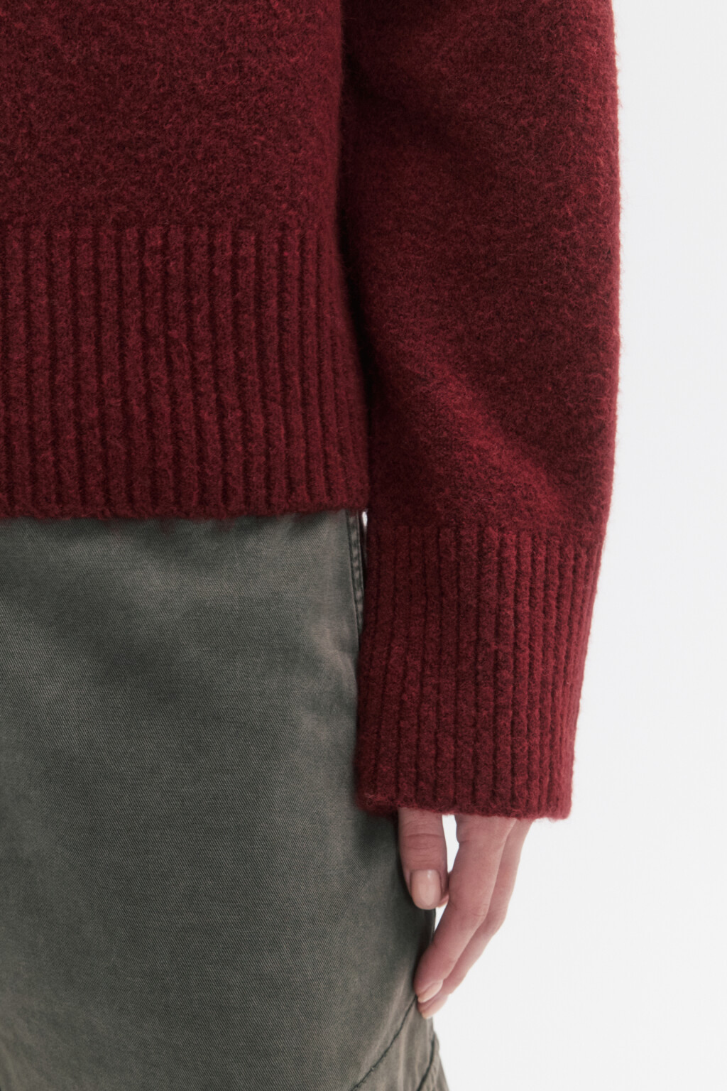 Свитер с горлом укороченный в полоску - цвет бордовый - 8