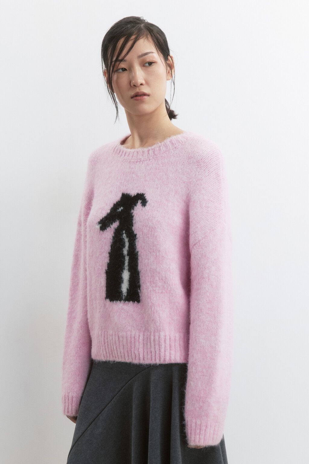 Джемпер вязаный теплый с рисунком - цвет розовый - 5