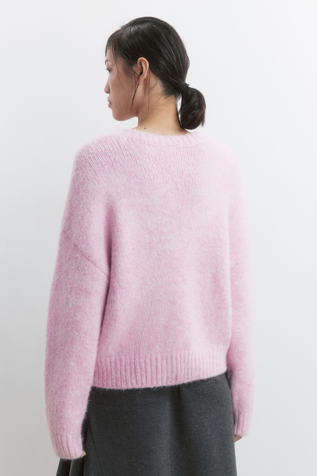 Джемпер вязаный теплый с рисунком - цвет розовый - 6