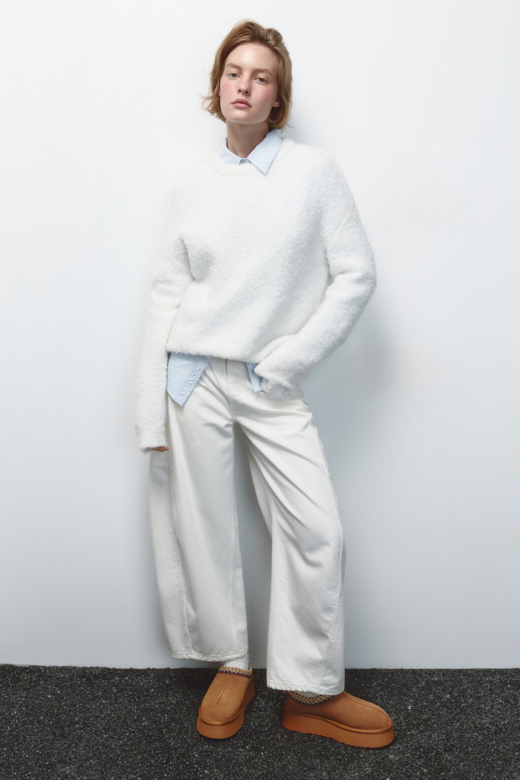 Джемпер пушистый вязаный с шерстью - цвет молочный - 10