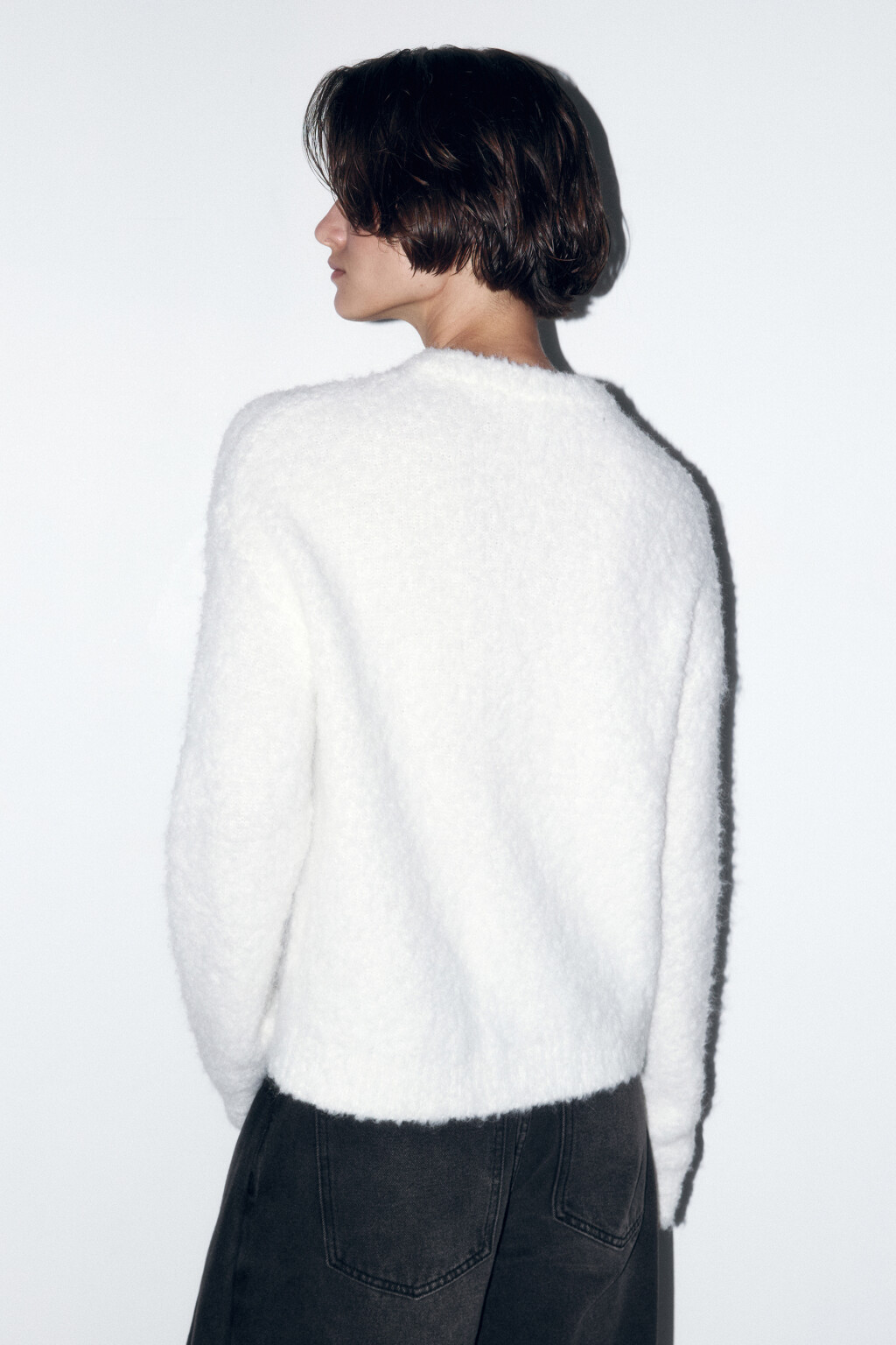 Джемпер пушистый вязаный с шерстью - цвет молочный - 5