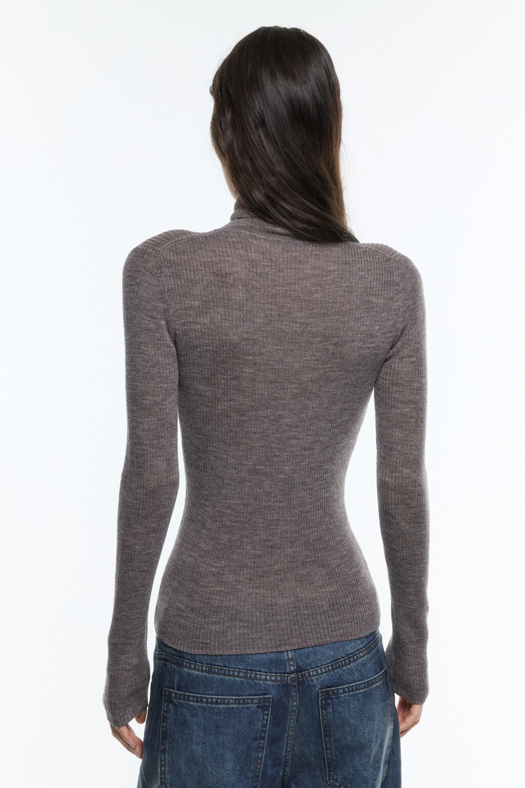 Водолазка тонкой вязки из шерсти мериноса - цвет бежевый - 4