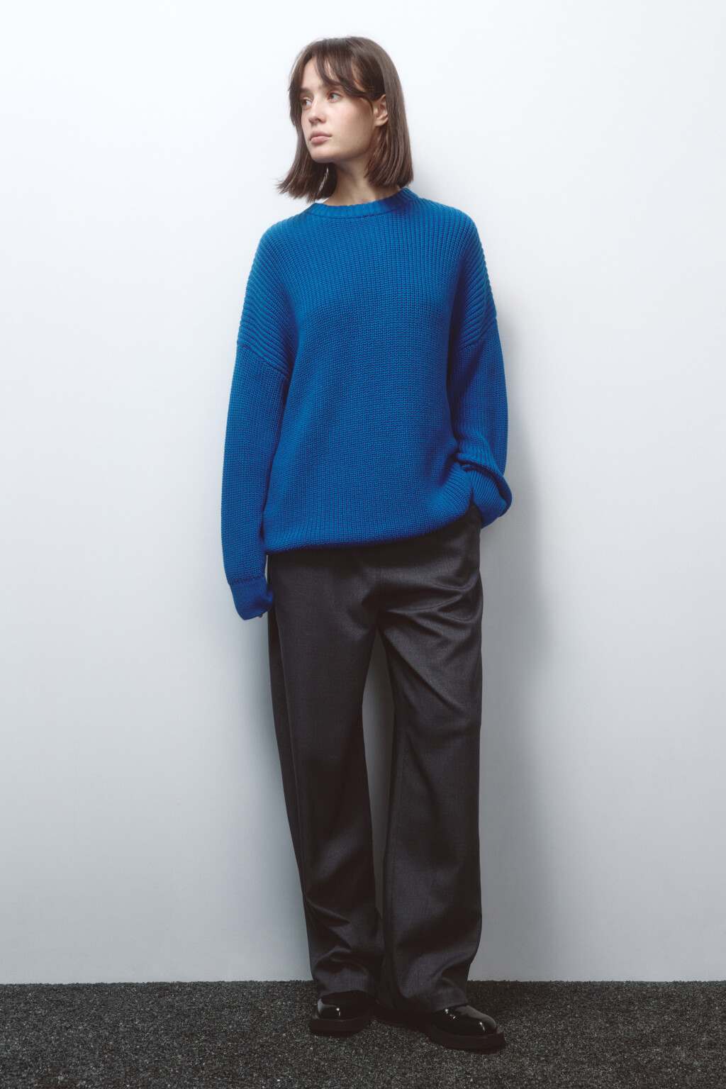 Джемпер толстой вязки из хлопковой пряжи - цвет синий - 6