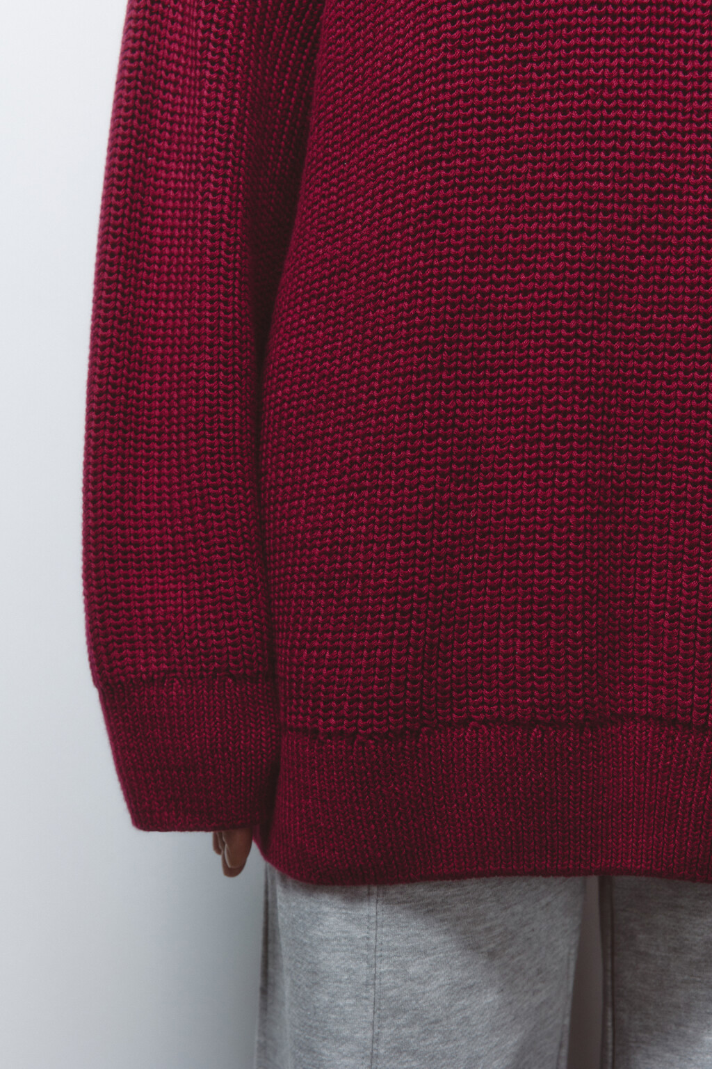 Джемпер толстой вязки из хлопковой пряжи - цвет бордовый - 7