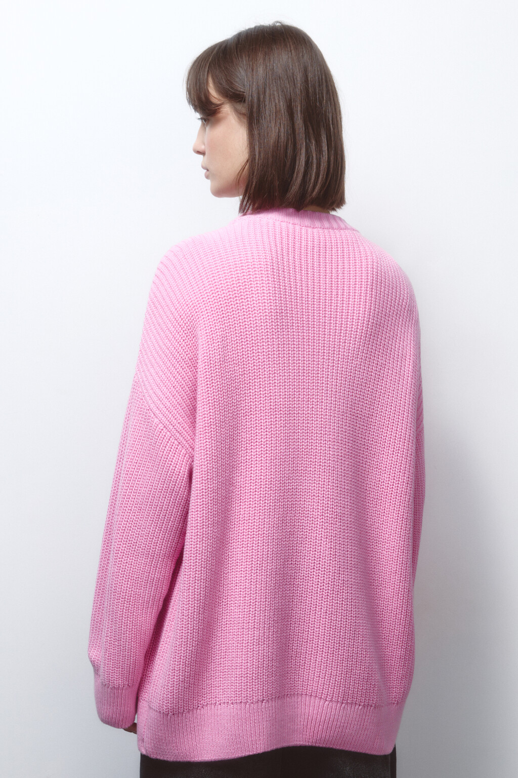 Джемпер толстой вязки из хлопковой пряжи - цвет розовый - 5