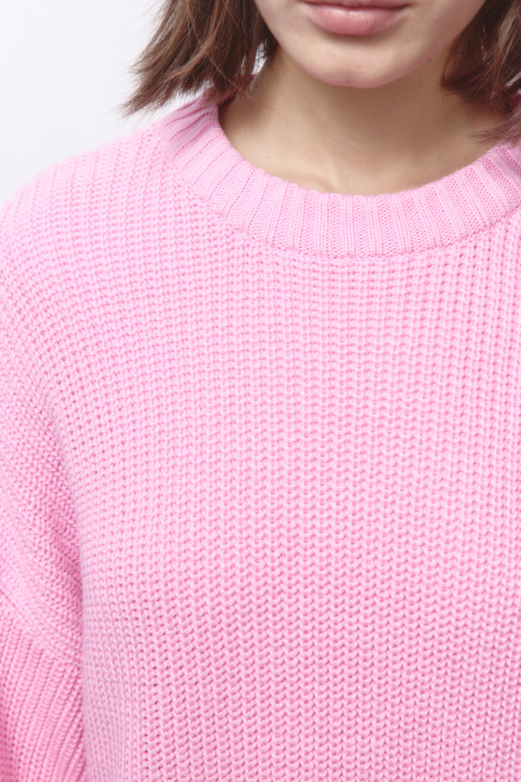 Джемпер толстой вязки из хлопковой пряжи - цвет розовый - 6