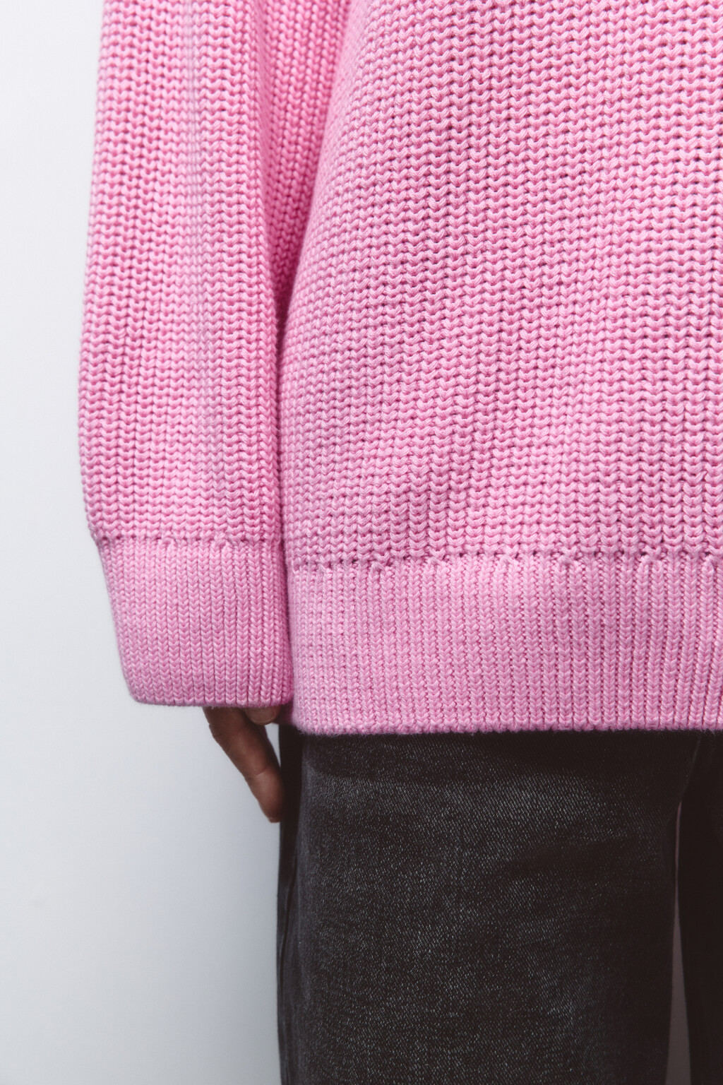 Джемпер толстой вязки из хлопковой пряжи - цвет розовый - 7
