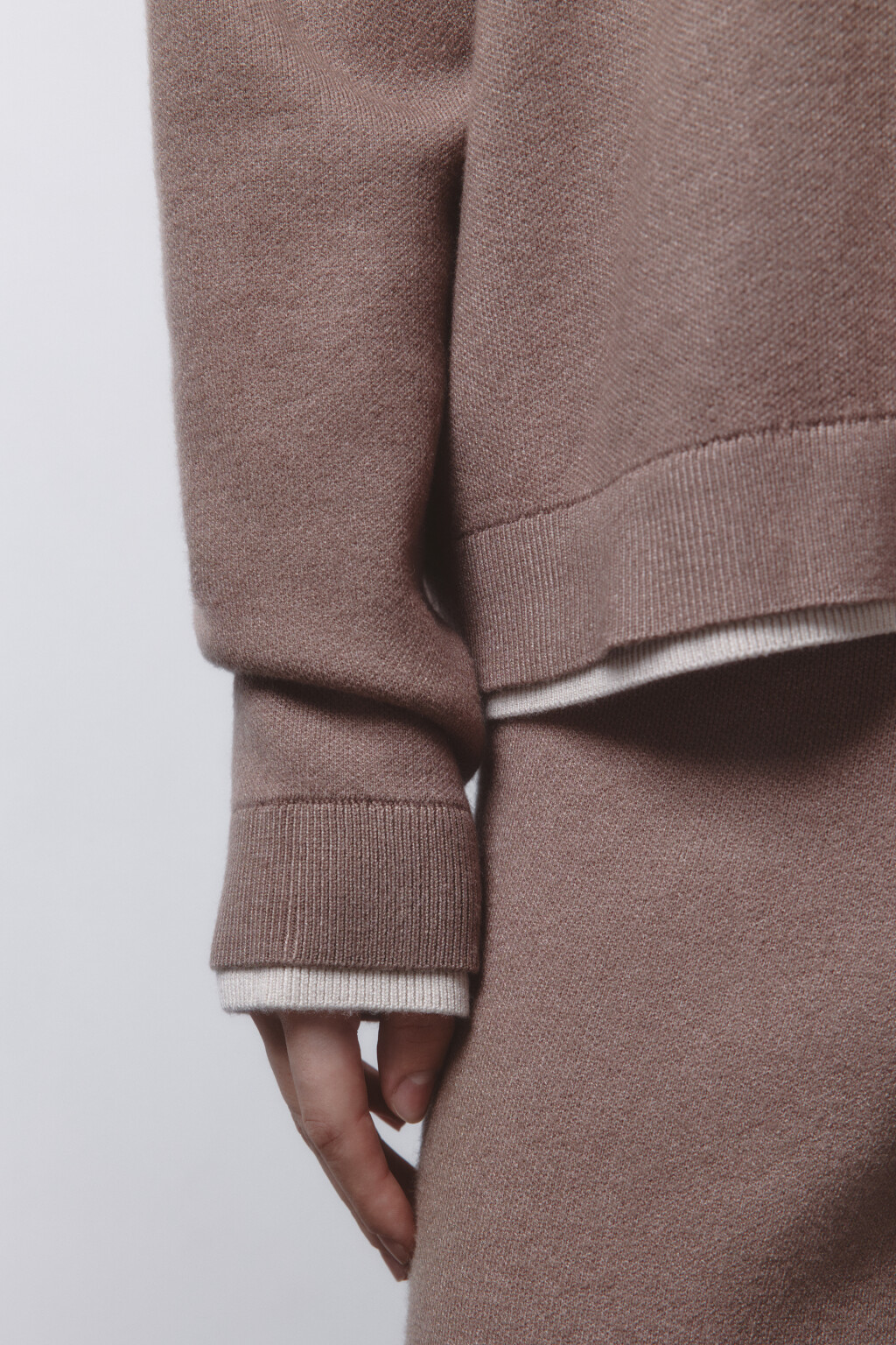 Джемпер вязаный с имитацией второго слоя - цвет бежевый - 7