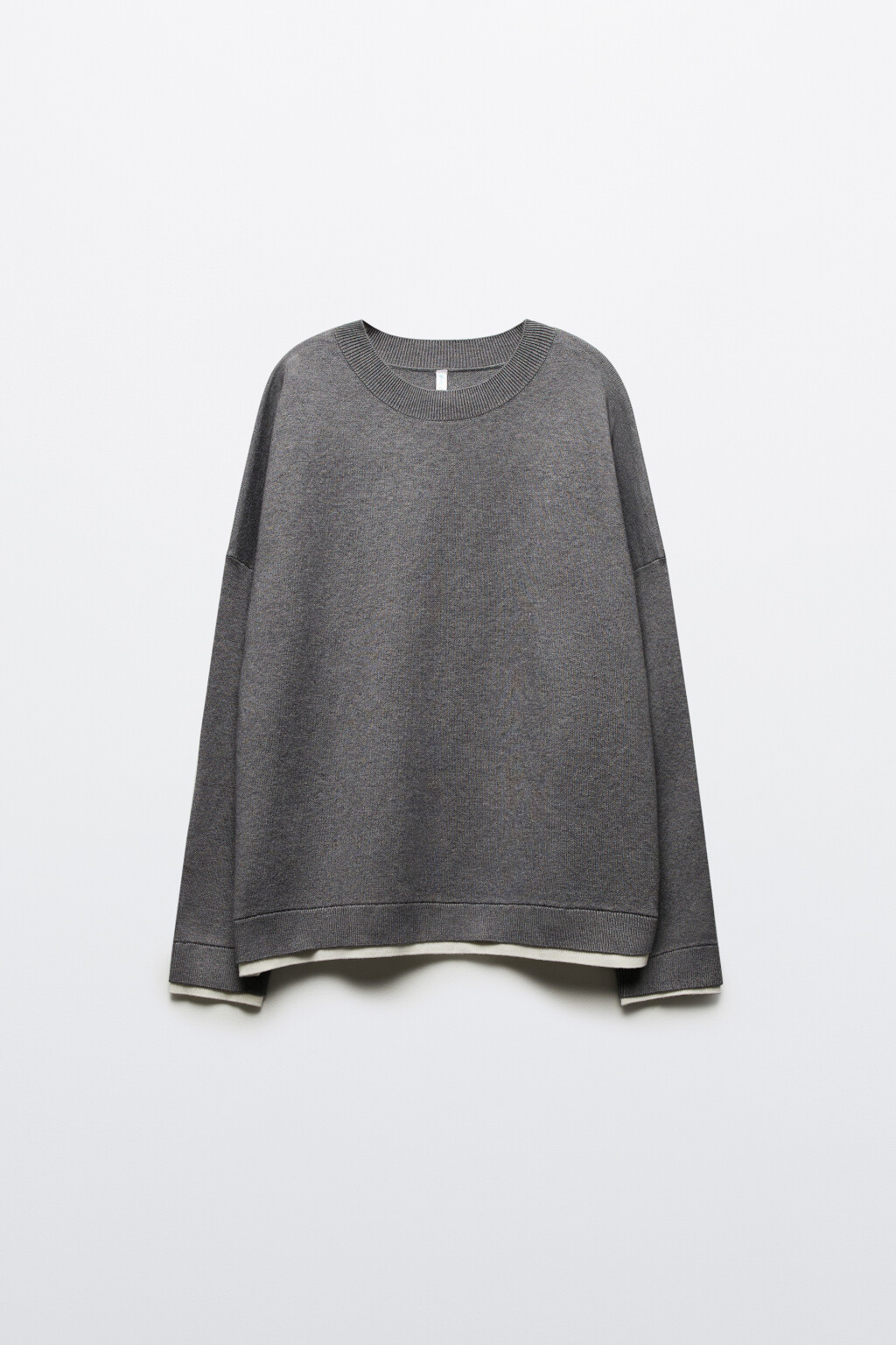 Джемпер вязаный с имитацией второго слоя - цвет серый - 8