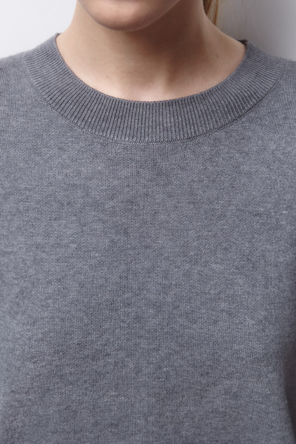 Джемпер вязаный с имитацией второго слоя - цвет серый - 6
