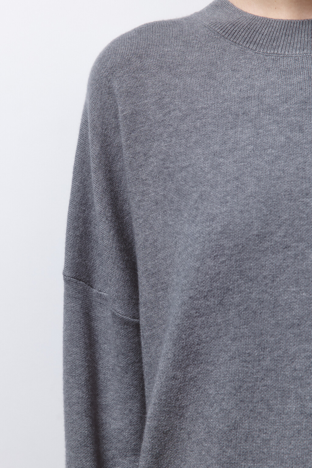Джемпер вязаный с имитацией второго слоя - цвет серый - 7