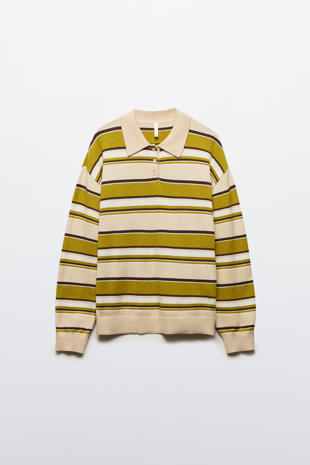 Джемпер-поло тонкой вязки в полоску - цвет зеленый - 9