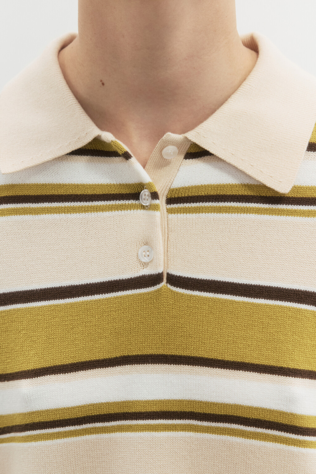 Джемпер-поло тонкой вязки в полоску - цвет зеленый - 8