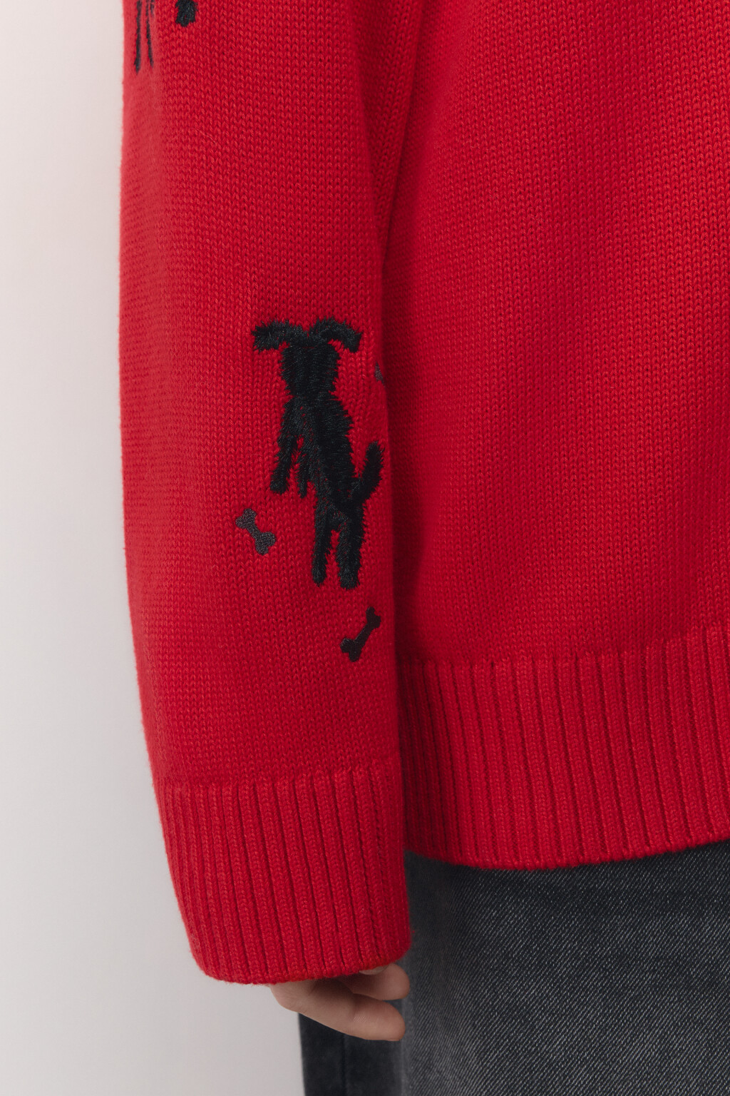 Джемпер вязаный с принтом и надписью - цвет красный - 7