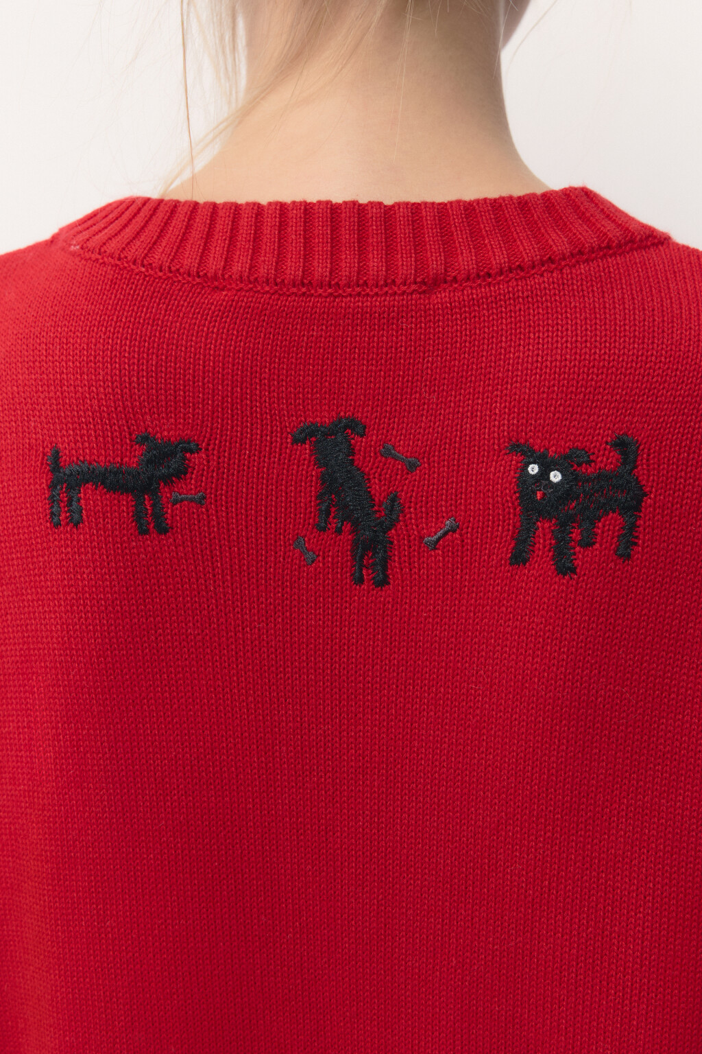 Джемпер вязаный с принтом и надписью - цвет красный - 8