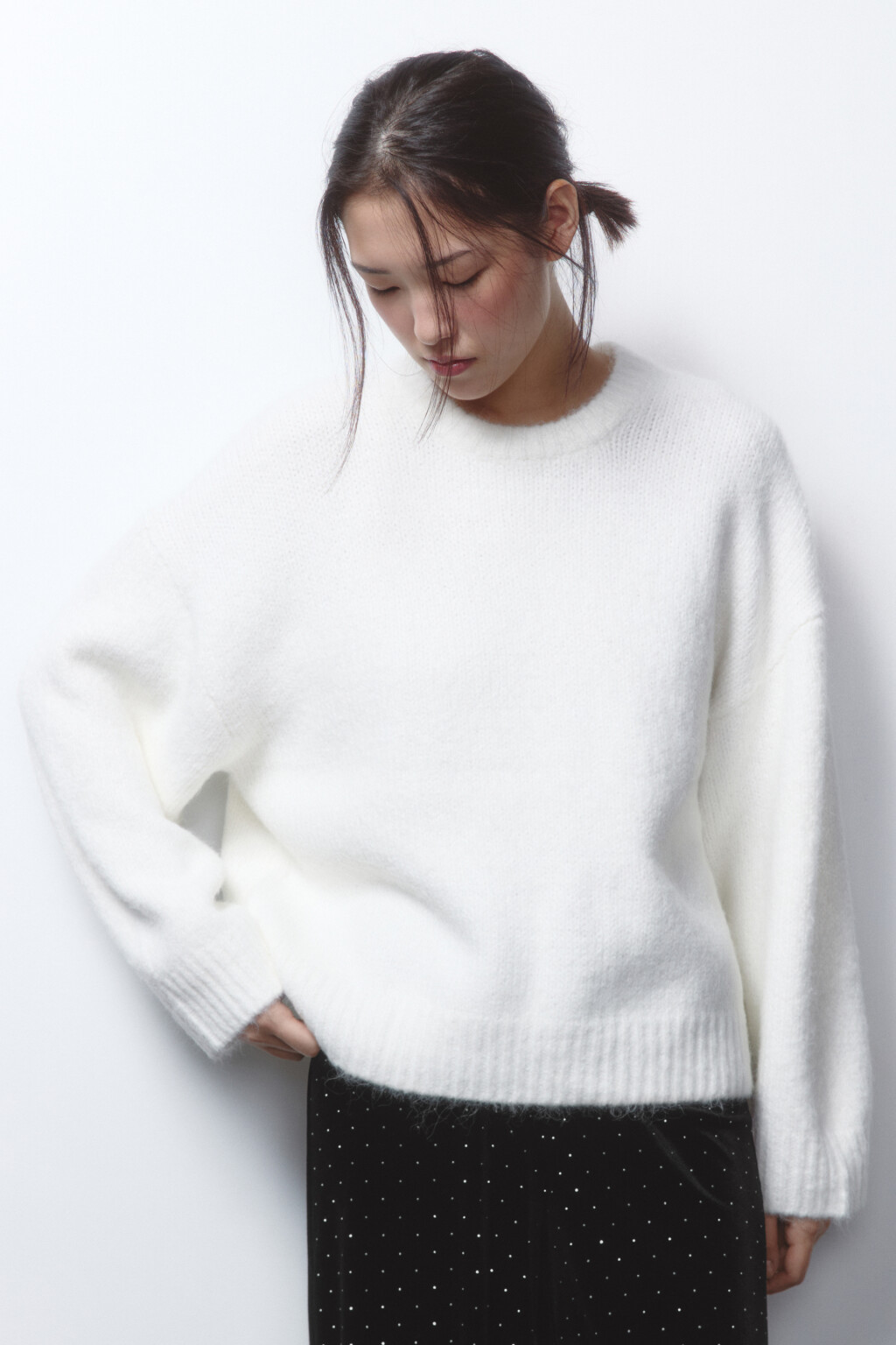 Джемпер свободный крупной вязки - цвет молочный - 1