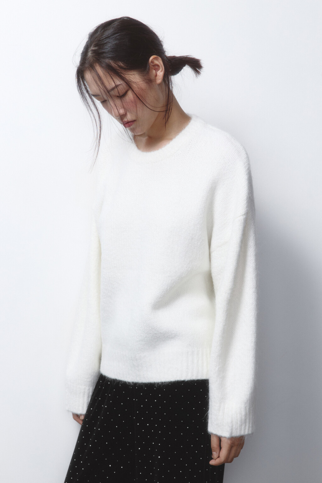 Джемпер свободный крупной вязки - цвет молочный - 2