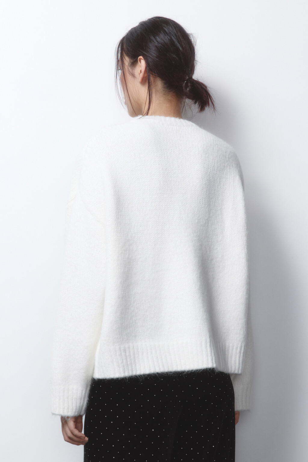 Джемпер свободный крупной вязки - цвет молочный - 3
