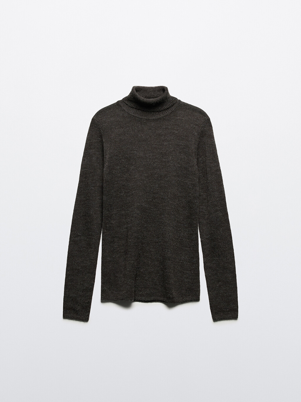 Свитер-водолазка тонкой вязки с шерстью - цвет серый - 8