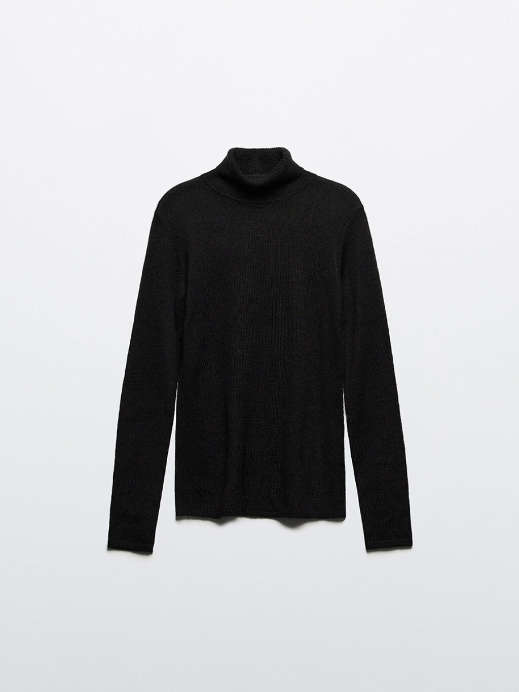 Свитер-водолазка тонкой вязки с шерстью - цвет черный - 8