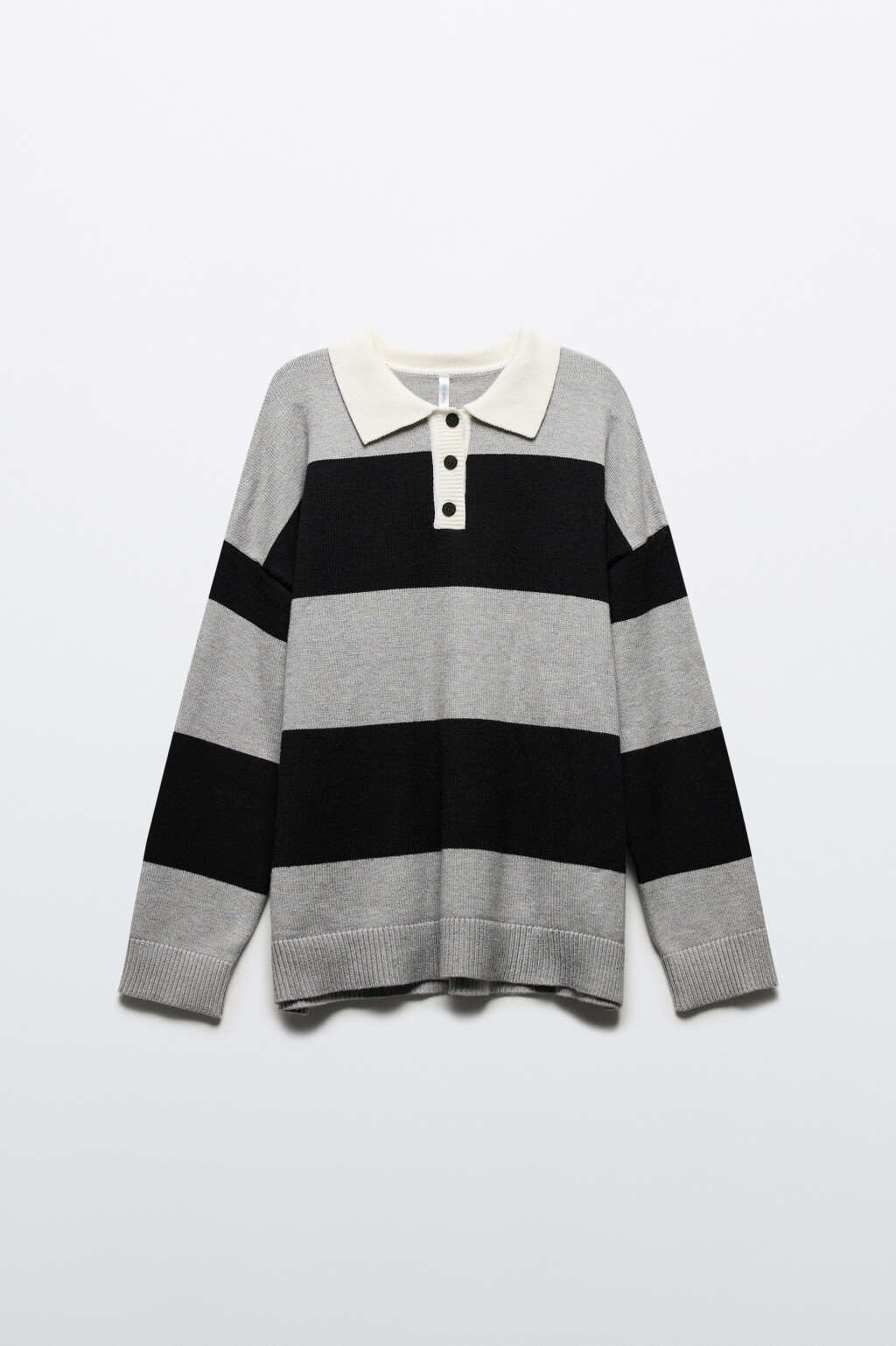 Джемпер-поло вязаный с вышивкой на груди - цвет серый - 9