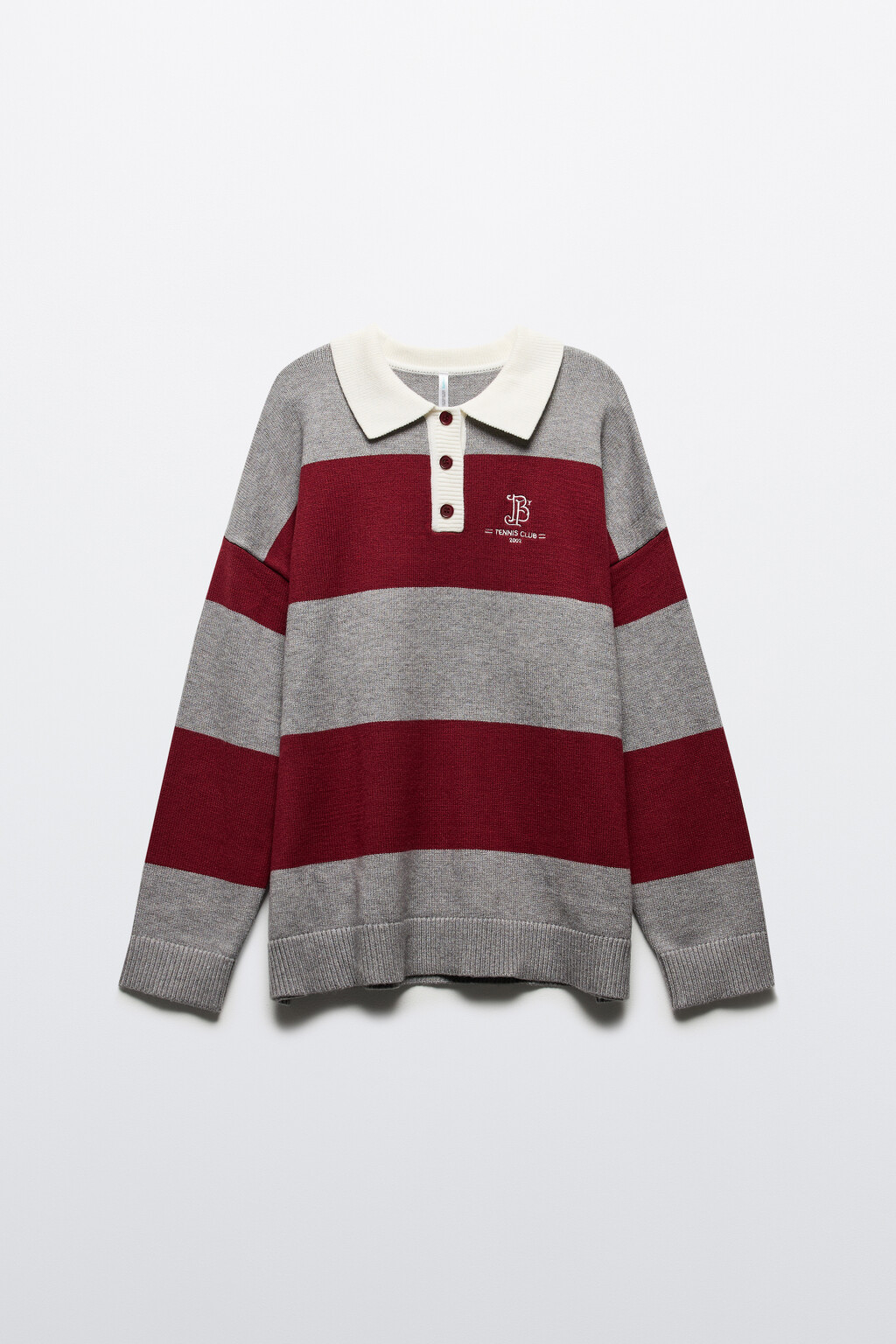 Джемпер-поло вязаный с вышивкой на груди - цвет красный - 9