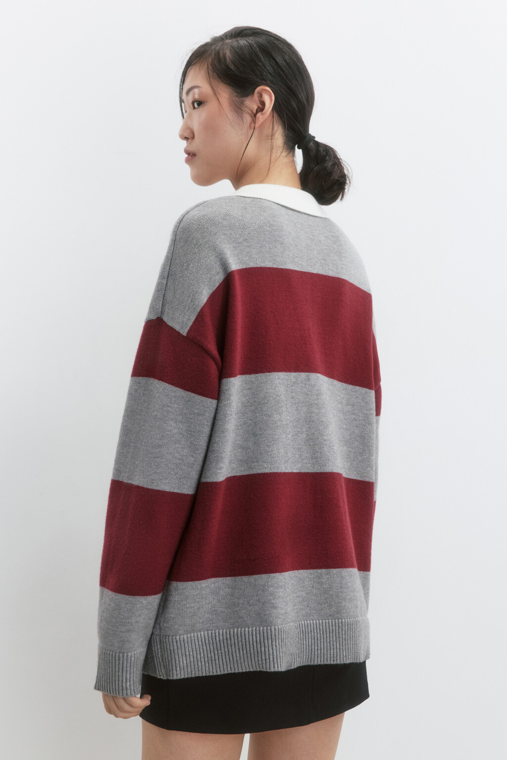 Джемпер-поло вязаный с вышивкой на груди - цвет красный - 5