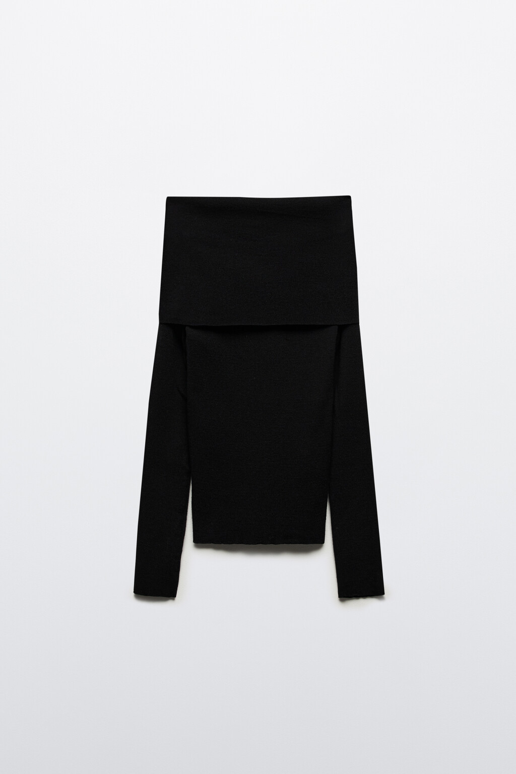 Топ-лонгслив в рубчик с открытыми плечами - цвет черный - 8