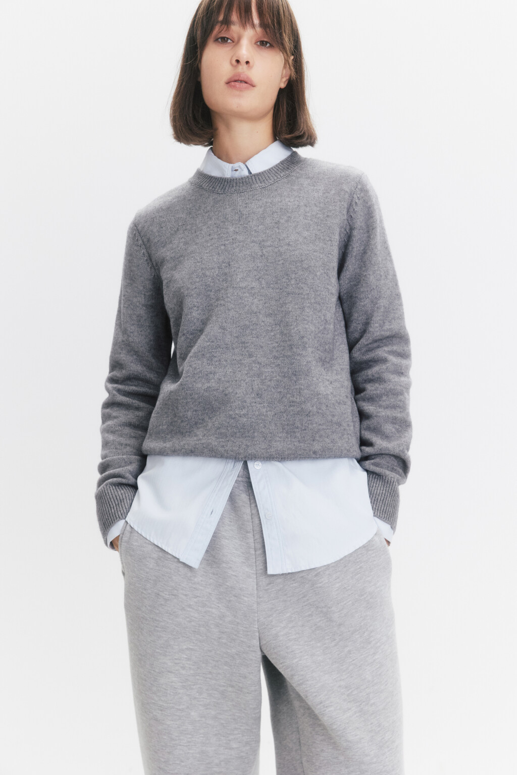 Джемпер свободный плотной вязки - цвет серый - 6