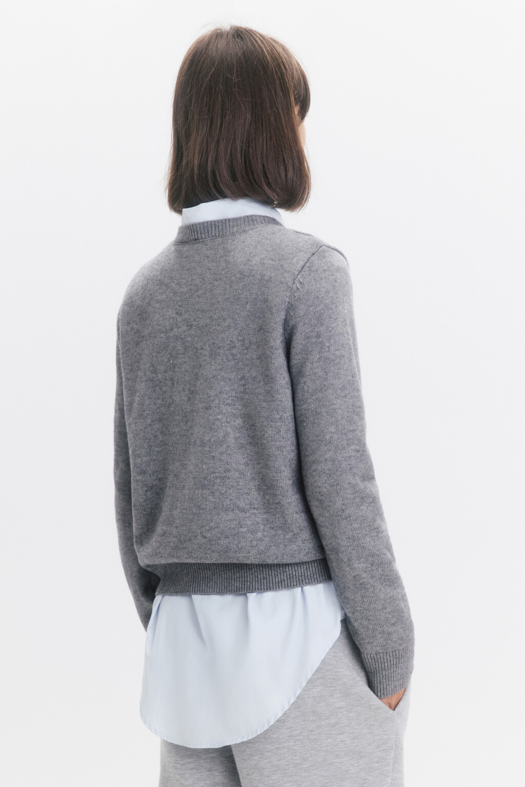 Джемпер свободный плотной вязки - цвет серый - 3