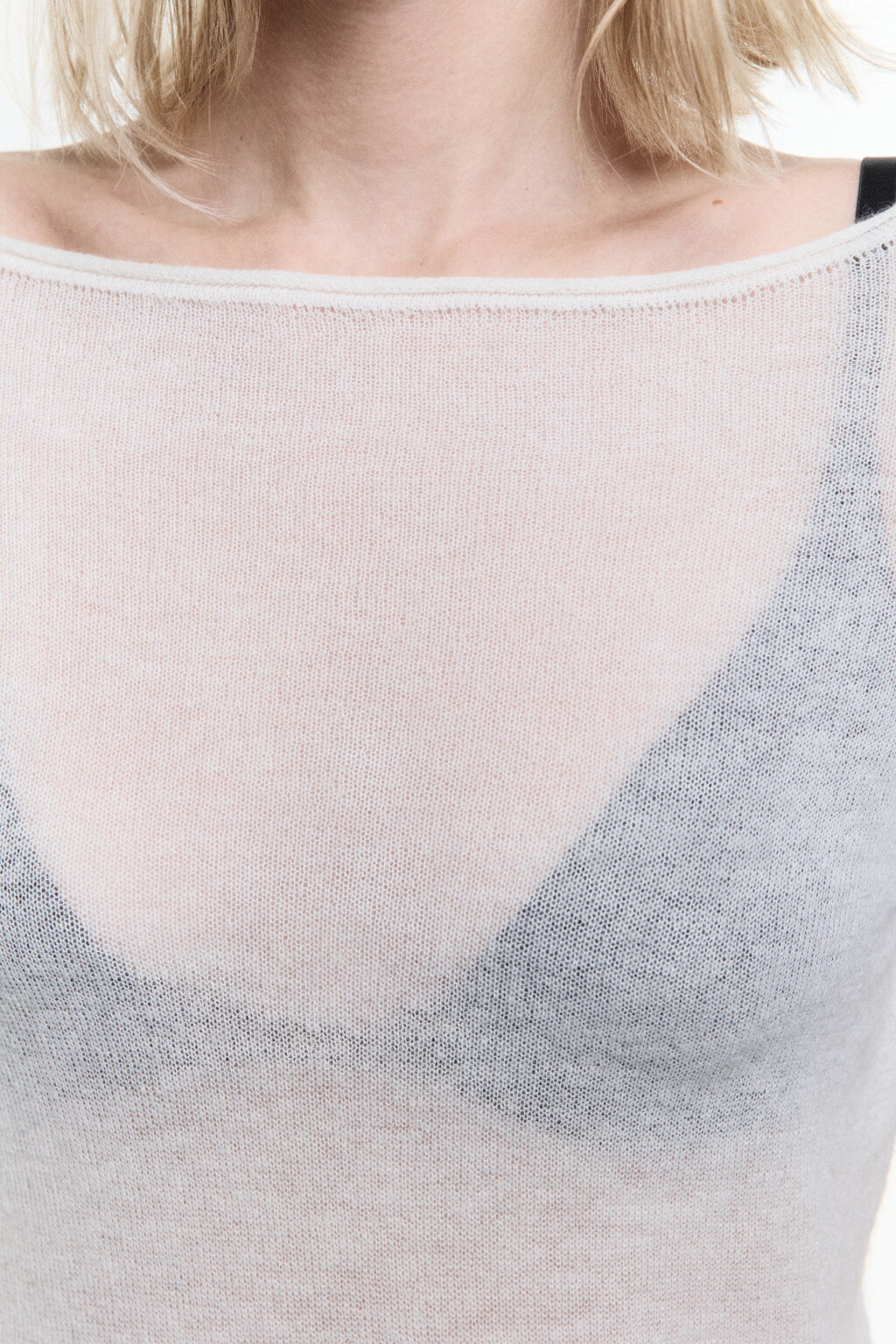 Джемпер-паутинка тонкий вязаный с шерстью - цвет молочный - 6