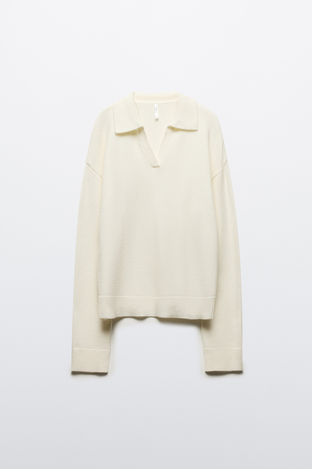 Джемпер вязаный с воротником-поло - цвет молочный - 8
