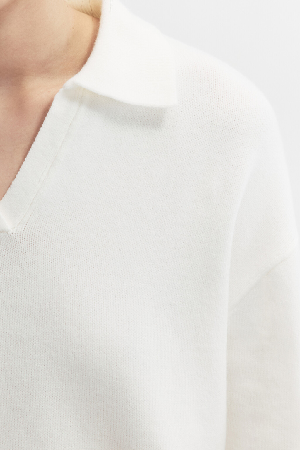 Джемпер вязаный с воротником-поло - цвет молочный - 7