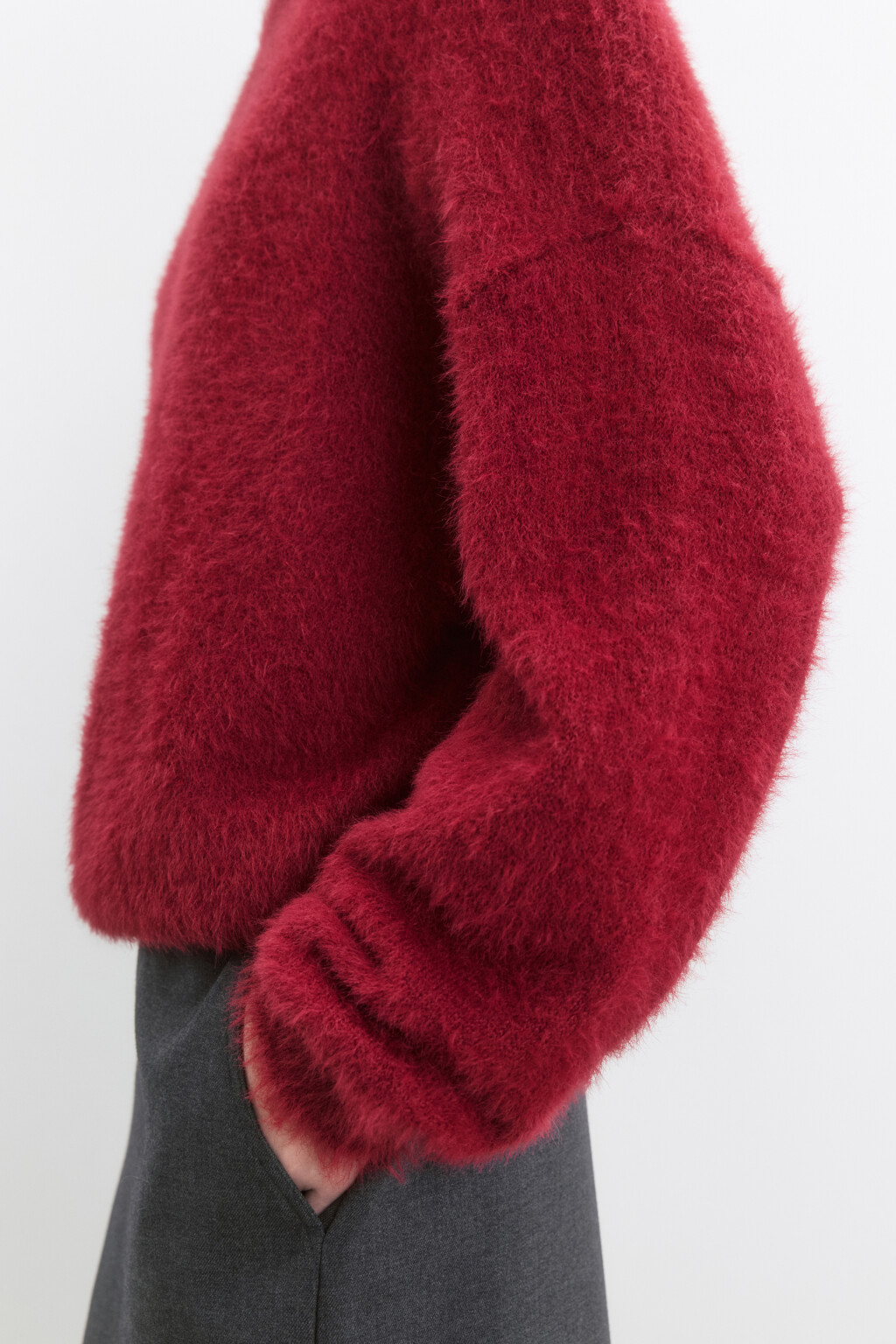 Джемпер вязаный пушистый - цвет бордовый - 8