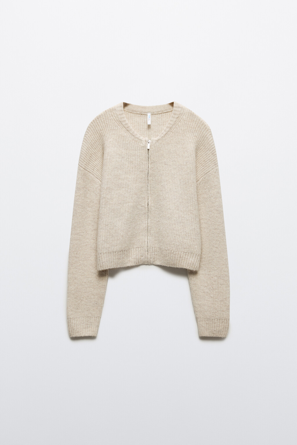 Кардиган-бомбер вязаный на молнии - цвет бежевый - 8