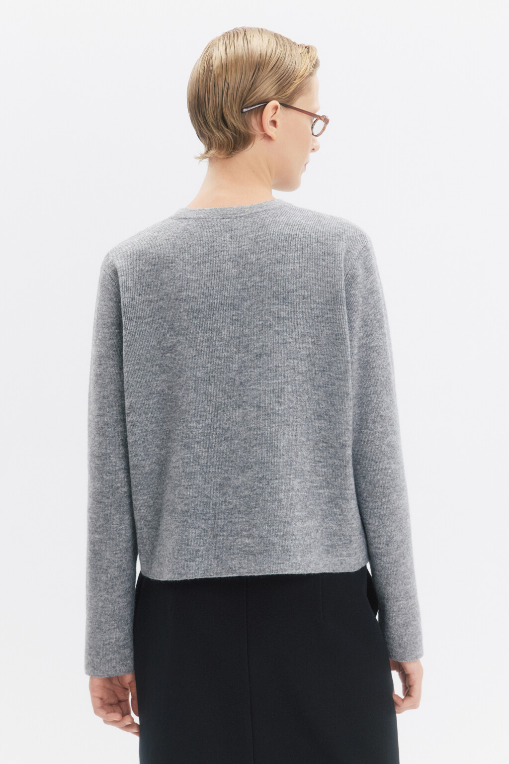 Кардиган на пуговицах вязаный в рубчик - цвет серый - 7