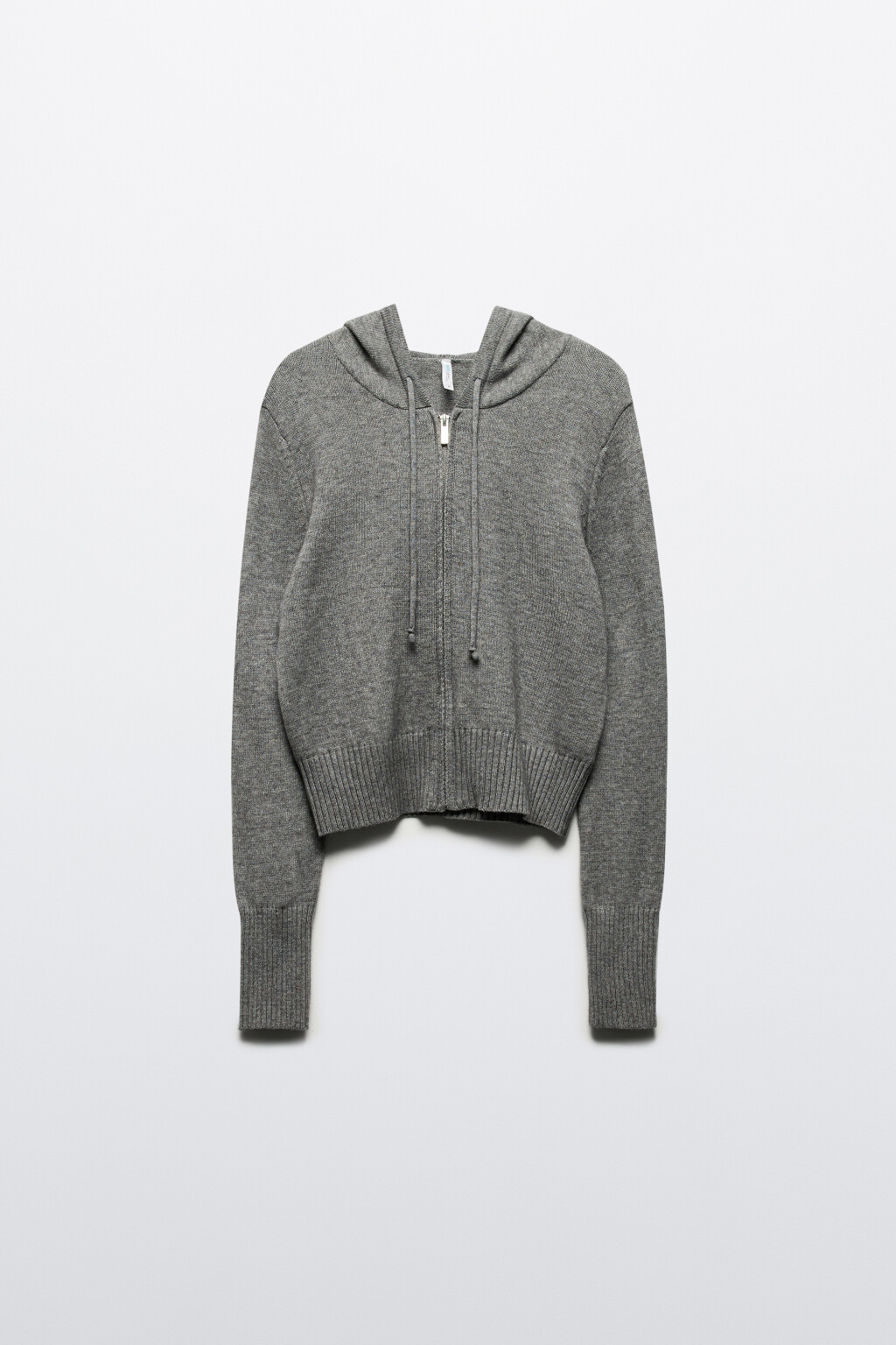 Кардиган вязаный на молнии с капюшоном - цвет серый - 10