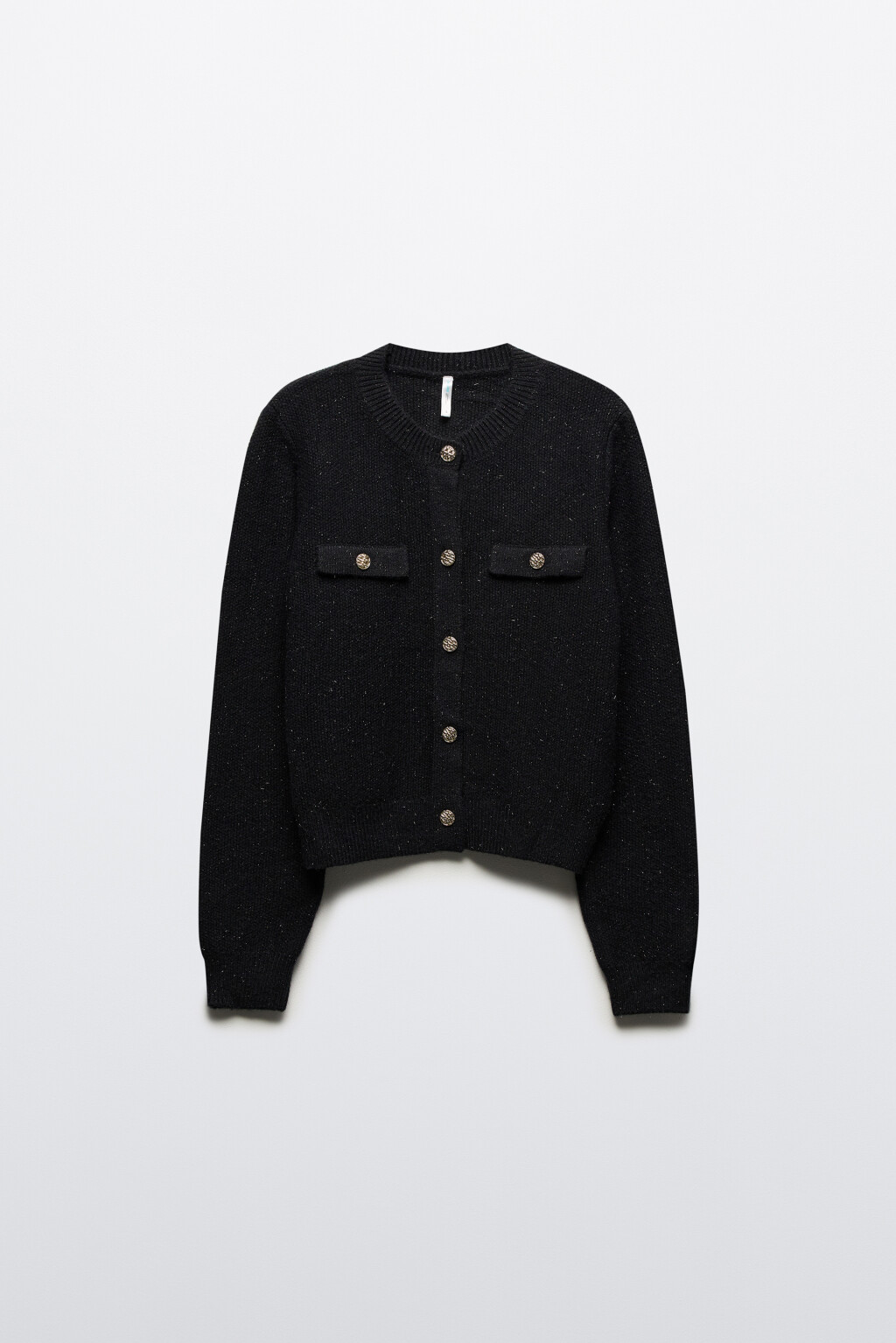 Кардиган вязаный с золотистыми пуговицами - цвет черный - 8