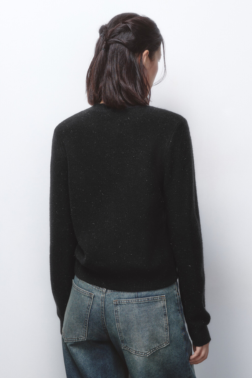 Кардиган вязаный с золотистыми пуговицами - цвет черный - 4