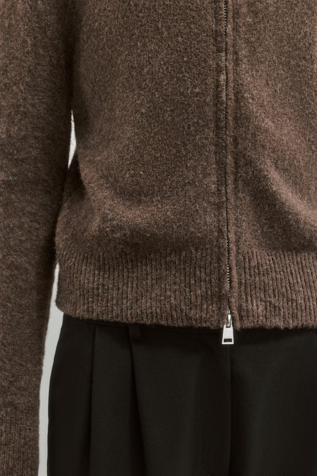 Кардиган на молнии вязаный с воротником - цвет коричневый - 8