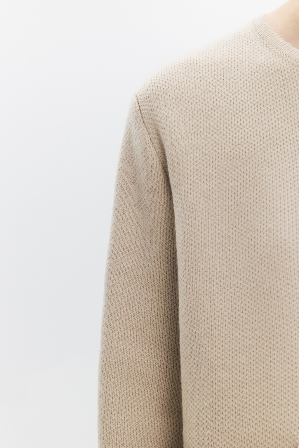 Кардиган вязаный жаккардовый с круглым вырезом - цвет бежевый - 7