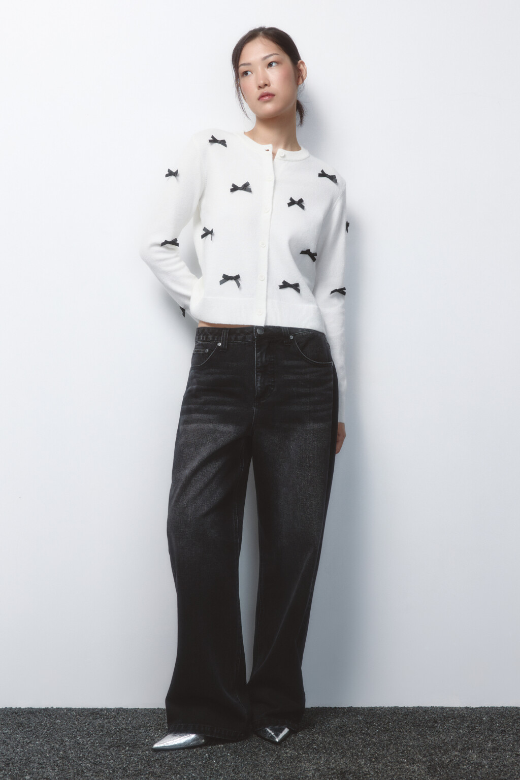 Кардиган на пуговицах вязаный с декором - цвет молочный - 5