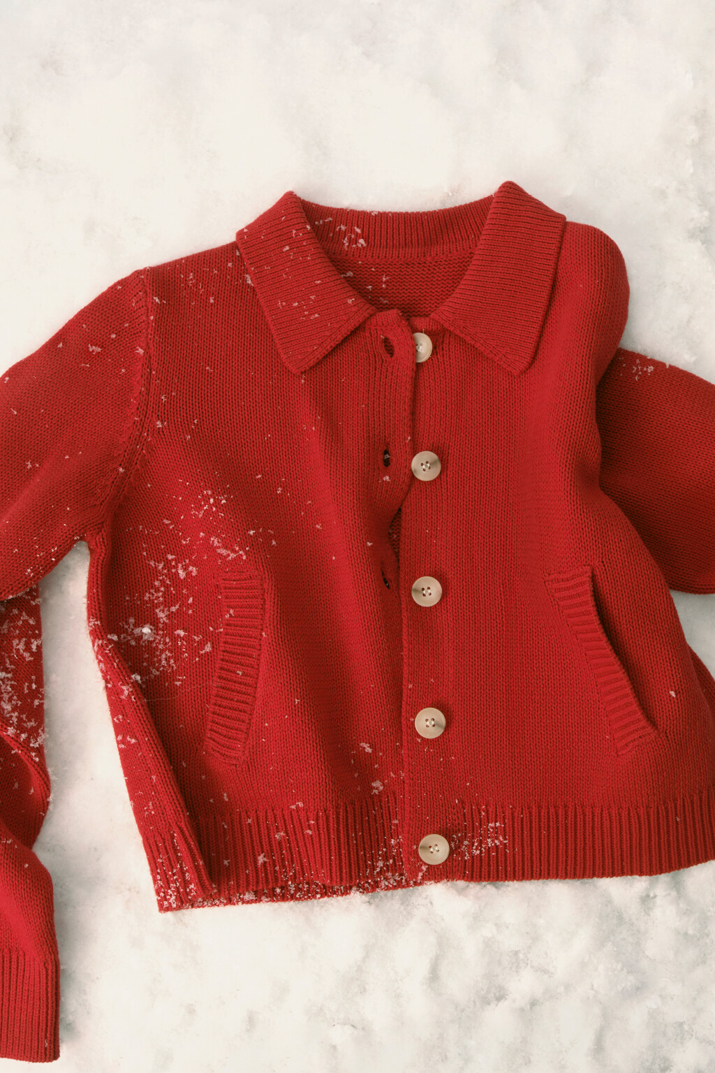 Кардиган на пуговицах укороченный с воротником - цвет красный - 10