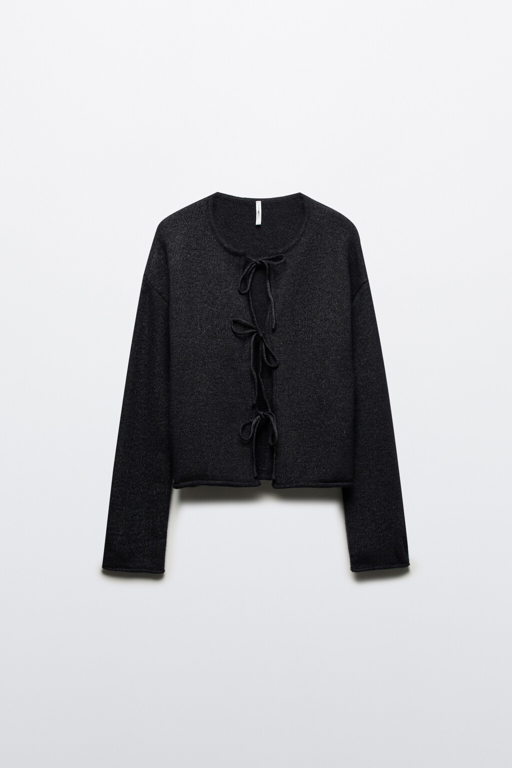 Кардиган вязаный укороченный на завязках - цвет серый - 8
