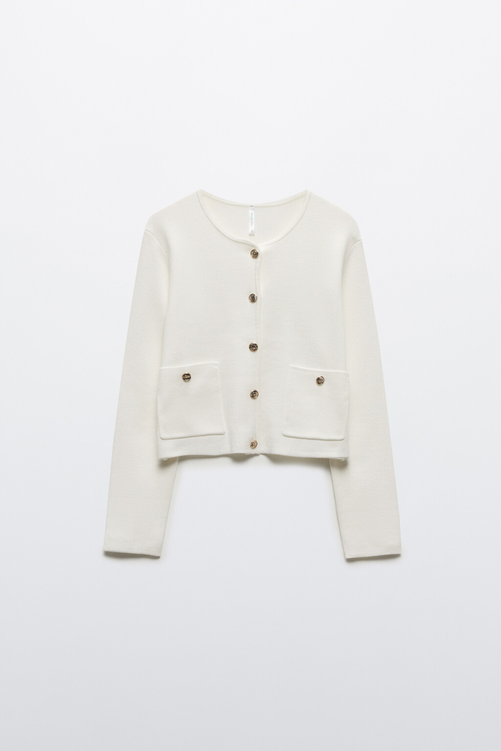 Кардиган укороченный вязаный на пуговицах - цвет молочный - 8