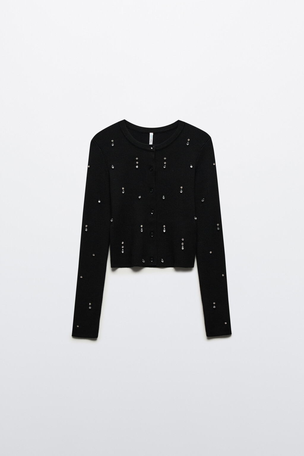 Кардиган на пуговицах вязаный с декором - цвет черный - 7