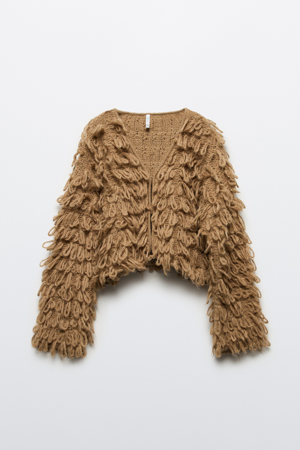 Кардиган на крючках с бахромой - цвет бежевый - 9
