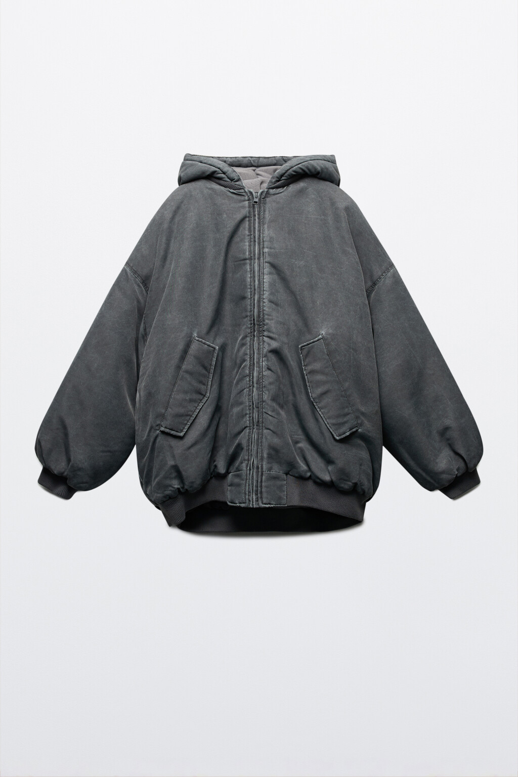 Куртка-бомбер oversize с вареным эффектом - цвет серый - 10