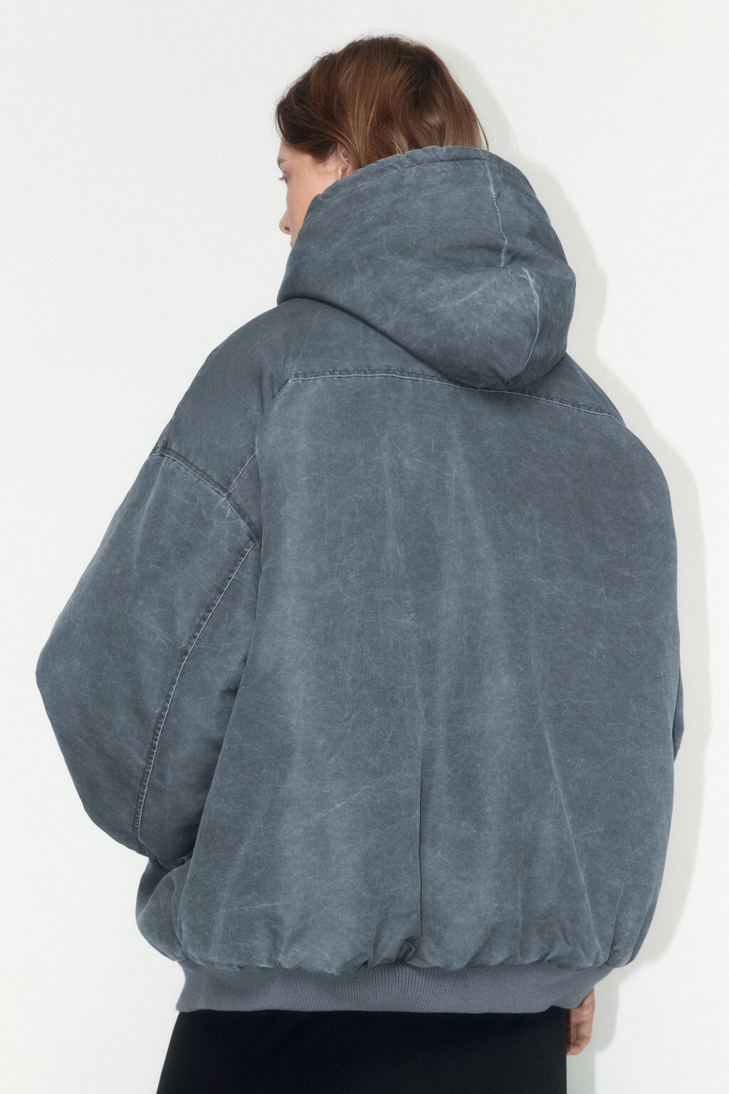 Куртка-бомбер oversize с вареным эффектом - цвет серый - 3